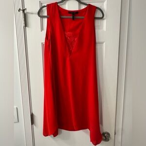BCBGMaxAzria Vibrant Red Dress with Lace V Neck